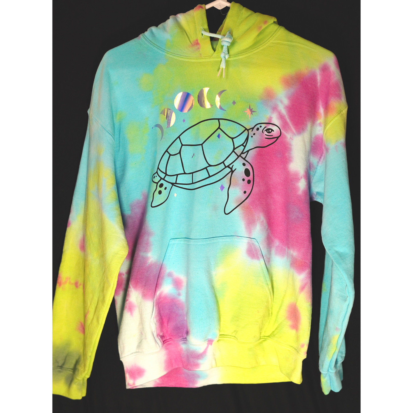 Cosmic SeaTurtle Graphic Sweatshirt Green/Blue/Fuschia