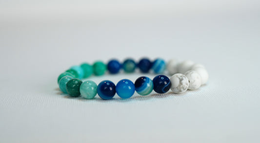 Ocean Calm, Cryophase, Blue Agate, Howlite 8mm Stretch Bracelet