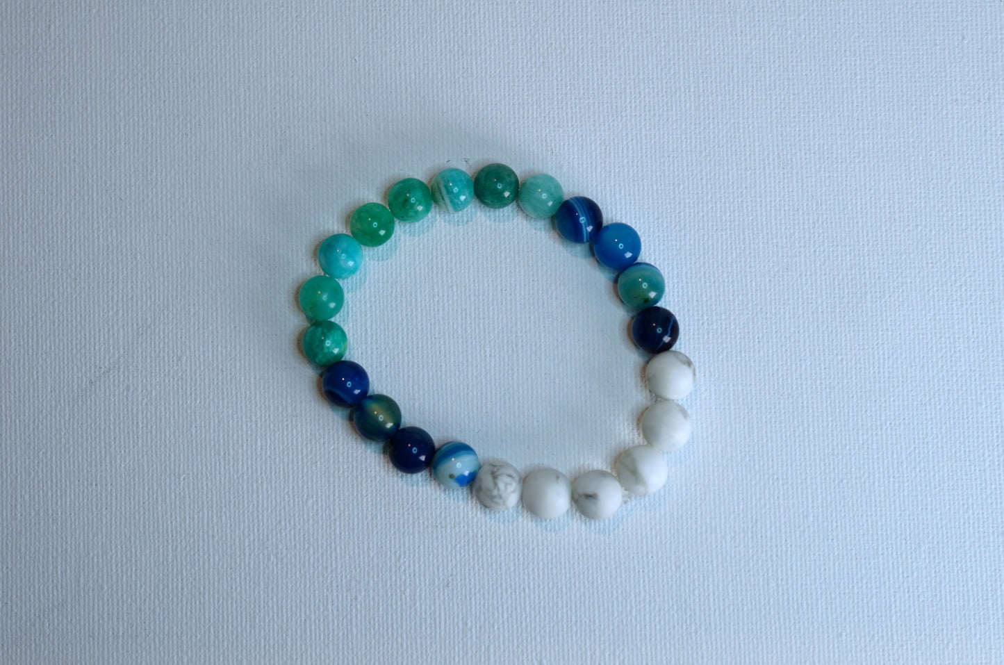 Ocean Calm, Cryophase, Blue Agate, Howlite 8mm Stretch Bracelet